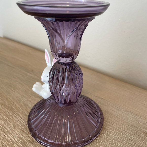 NWT Bath & Bodyworks Purple Glass Candle Holder with White Bunny Accent - Picture 4 of 5